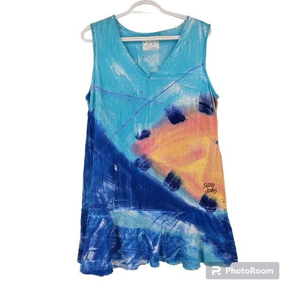Sloop Jones | Tops | Sloop Jones Dress Blue Vneck Diy Water Color ...